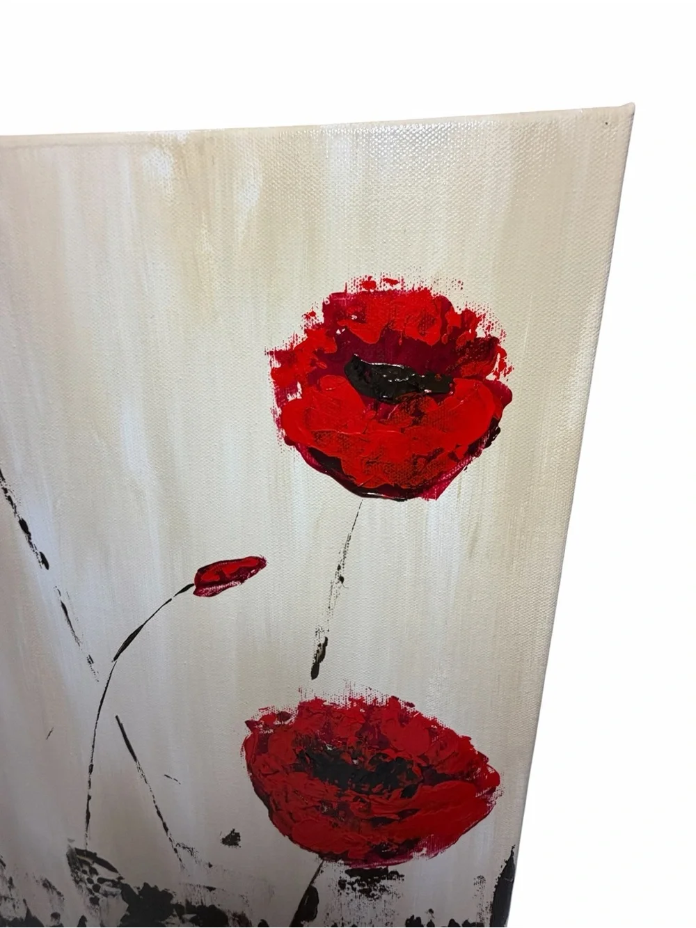 Original Artwork Acrylic on Canvas Bold red poppy Textured Painting 16x20
